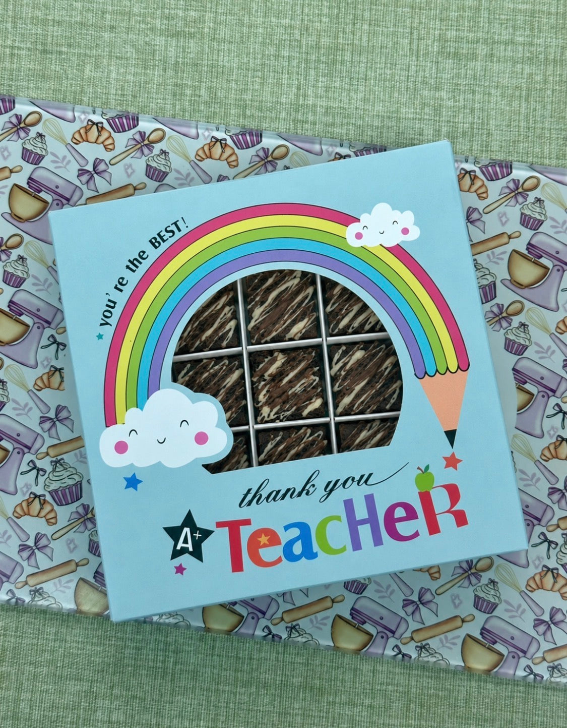 Teacher appreciation gift, 9 freshly baked brownies
