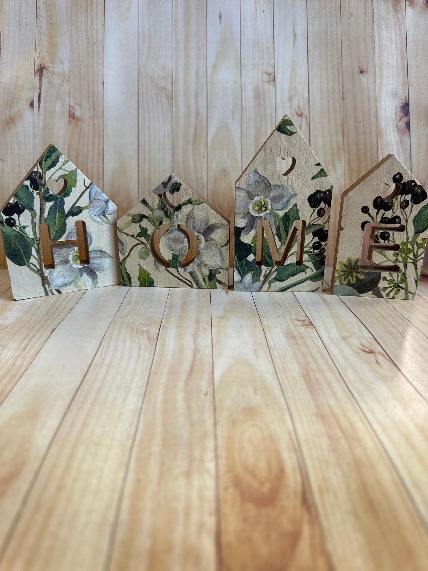 Wooden free standing houses that spell home